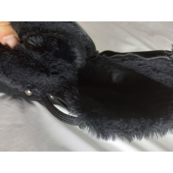 Aquatalia Women BLACK SUEDE Fur Sherling ?Vikki Lace Up Combat Boots Size 8 - Picture 3 of 10